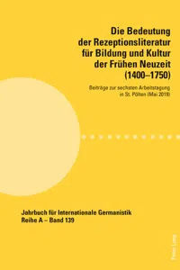 Die Bedeutung der Rezeptionsliteratur für Bildung und Kultur der Frühen Neuzeit_cover