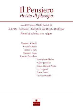 Il diritto, l'esistente, il negativo. Tra Hegel e Heidegger/Phonè kaì schêma: voce e figura (2000/1-2)