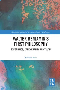 Walter Benjamin's First Philosophy_cover