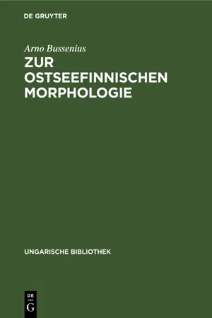 Zur ostseefinnischen Morphologie