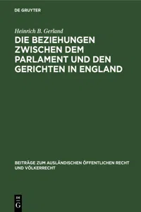 Die Beziehungen zwischen dem Parlament und den Gerichten in England_cover