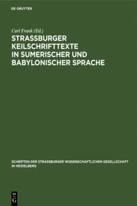 Straßburger Keilschrifttexte in sumerischer und babylonischer Sprache_cover