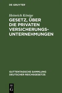 Gesetz, über die privaten Versicherungsunternehmungen_cover