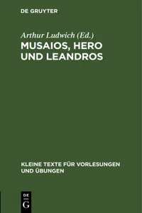 Musaios, Hero und Leandros_cover