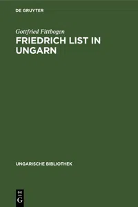 Friedrich List in Ungarn_cover