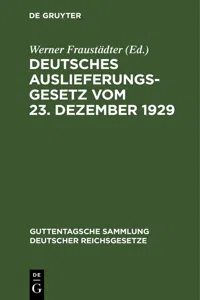 Deutsches Auslieferungsgesetz vom 23. Dezember 1929_cover