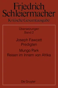 Joseph Fawcett, Predigten Mungo Park, Reisen im Innern von Afrika_cover