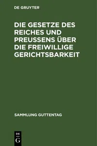 Die Gesetze des Reiches und Preußens über die freiwillige Gerichtsbarkeit_cover