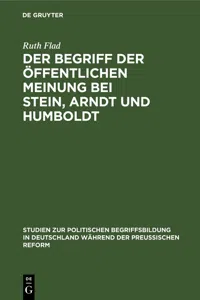 Der Begriff der öffentlichen Meinung bei Stein, Arndt und Humboldt_cover