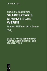 König Heinrich der Fünfte. König Heinrich der Sechste, Teil 1_cover