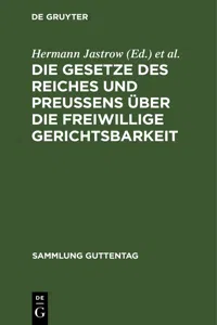 Die Gesetze des Reiches und Preußens über die freiwillige Gerichtsbarkeit_cover