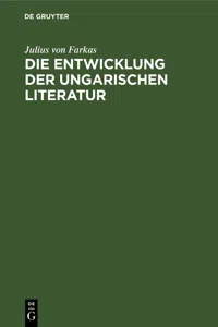 Die Entwicklung der ungarischen Literatur_cover