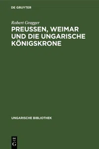 Preußen, Weimar und die ungarische Königskrone_cover