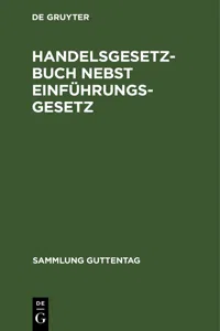 Handelsgesetzbuch nebst Einführungsgesetz_cover