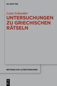 Untersuchungen zu antiken griechischen Rätseln_cover