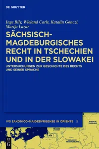 Sächsisch-magdeburgisches Recht in Tschechien und in der Slowakei_cover