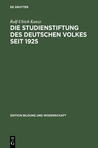 Die Studienstiftung des deutschen Volkes seit 1925_cover