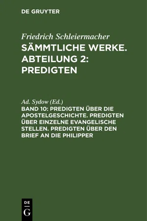 Predigten über die Apostelgeschichte. Predigten über einzelne evangelische Stellen. Predigten über den Brief an die Philipper