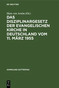 Das Disziplinargesetz der Evangelischen Kirche in Deutschland vom 11. März 1955_cover