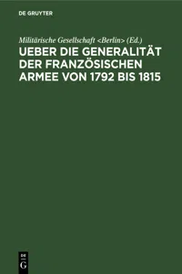 Ueber die Generalität der französischen Armee von 1792 bis 1815_cover