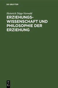 Erziehungswissenschaft und Philosophie der Erziehung_cover