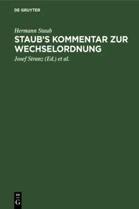 Staub's Kommentar zur Wechselordnung_cover