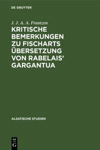 Kritische Bemerkungen zu Fischarts Übersetzung von Rabelais' Gargantua_cover