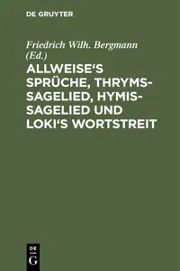 Allweise's Sprüche, Thryms-Sagelied, Hymis-Sagelied und Loki's Wortstreit_cover