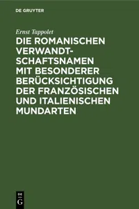 Die romanischen Verwandtschaftsnamen mit besonderer Berücksichtigung der französischen und italienischen Mundarten_cover