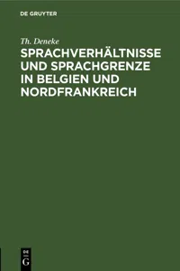 Sprachverhältnisse und Sprachgrenze in Belgien und Nordfrankreich_cover