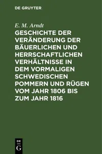 Geschichte der Veränderung der bäuerlichen und herrschaftlichen Verhältnisse in dem vormaligen Schwedischen Pommern und Rügen vom Jahr 1806 bis zum Jahr 1816_cover