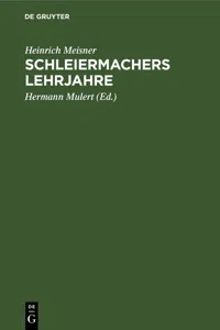 Schleiermachers Lehrjahre_cover