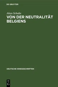 Von der Neutralität Belgiens_cover