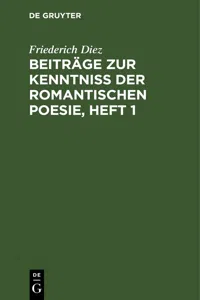 Beiträge zur Kenntniß der romantischen Poesie, Heft 1_cover