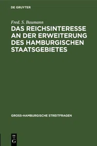 Das Reichsinteresse an der Erweiterung des Hamburgischen Staatsgebietes_cover