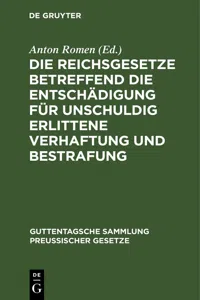 Die Reichsgesetze betreffend die Entschädigung für unschuldig erlittene Verhaftung und Bestrafung_cover