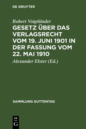 Gesetz über das Verlagsrecht vom 19. Juni 1901 in der Fassung vom 22. Mai 1910