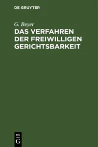 Das Verfahren der Freiwilligen Gerichtsbarkeit_cover