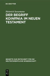 Der Begriff KoinΩnia im Neuen Testament_cover