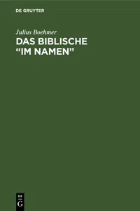 Das Biblische "im Namen"_cover