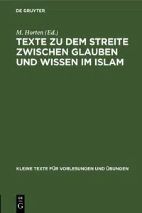 Texte zu dem Streite zwischen Glauben und Wissen im Islam_cover