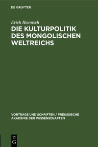 Die Kulturpolitik des mongolischen Weltreichs_cover