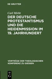 Der deutsche Protestantismus und die Heidenmission im 19. Jahrhundert_cover