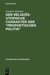 Der religiös-utopische Charakter der "prophetischen Politik"_cover