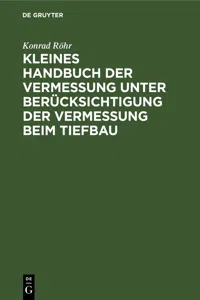 Kleines Handbuch der Vermessung unter Berücksichtigung der Vermessung beim Tiefbau_cover