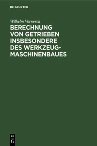 Berechnung von Getrieben insbesondere des Werkzeugmaschinenbaues_cover