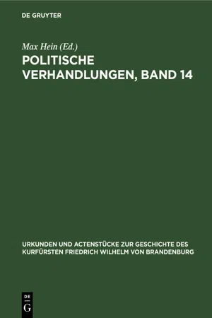 Politische Verhandlungen, Band 14