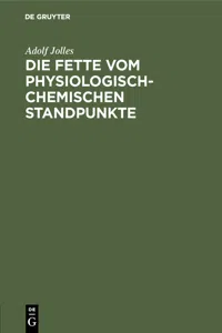 Die Fette vom physiologisch-chemischen Standpunkte_cover