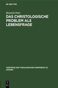 Das christologische Problem als Lebensfrage_cover