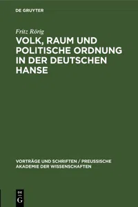 Volk, Raum und politische Ordnung in der deutschen Hanse_cover